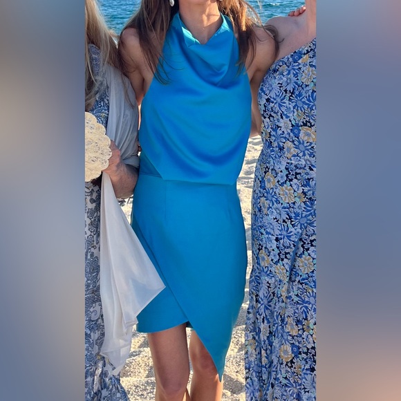 Elliatt Cowl neck blue dress
